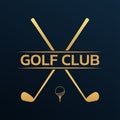 Golf club logo, badge or icon with ball on tee and laurel wreath. Vector illustration. Royalty Free Stock Photo